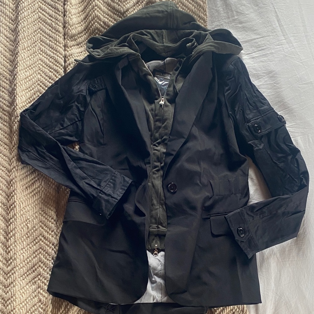 Fate Black Blazer with Green Hoodie